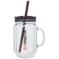 18 Oz. Mason Mug W/Graphite Lid & Straw